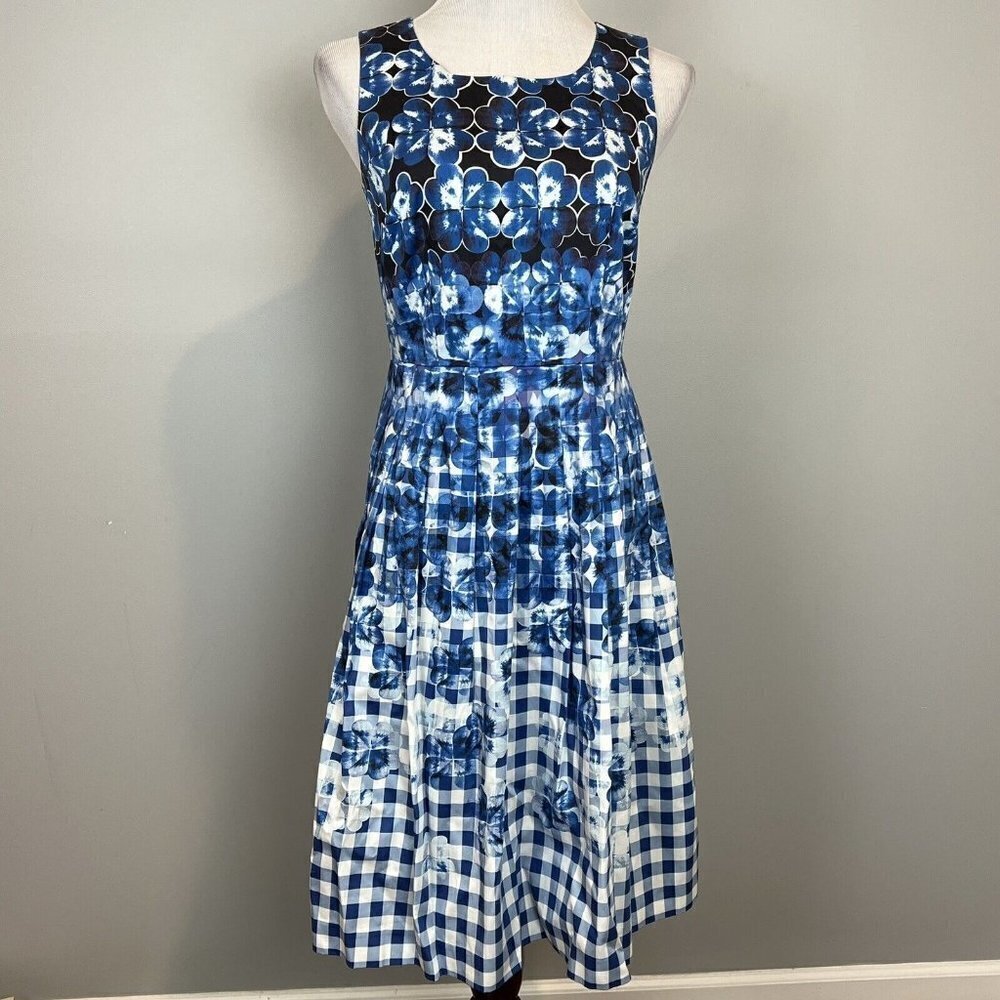 Talbots Navy Blue Dress Floral Violets Sleeveless NWT Size 2 READ